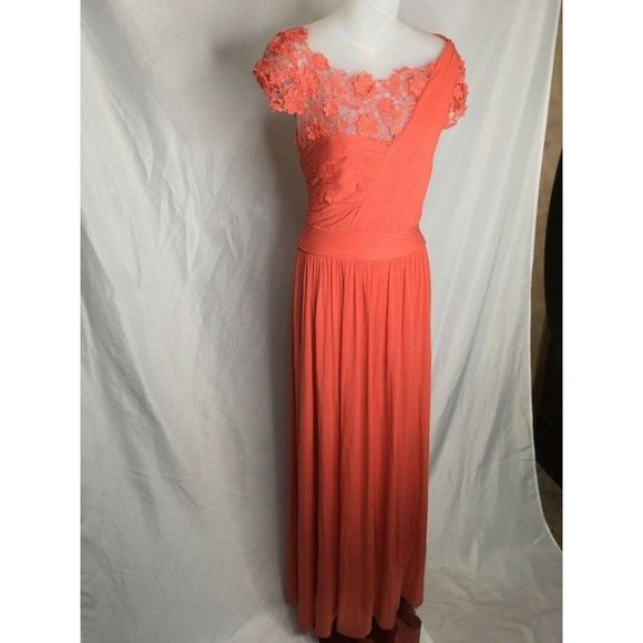 Coast (British) Full Length Prom Indian Wedding Gown Bright Orange US8 Lace top - Picture 4 of 10
